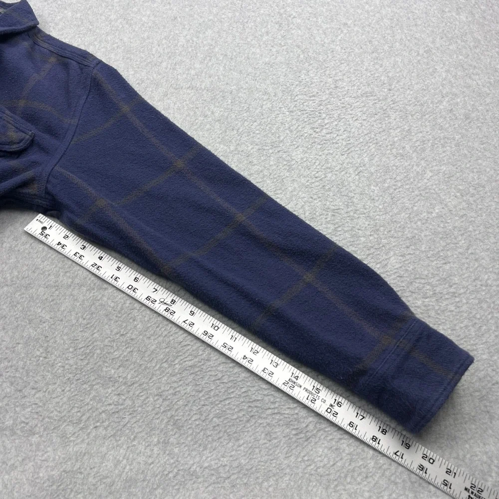 Wallace & Barnes Shirt Mens Medium Blue Windowpane Heavy Flannel Button Up K2518
